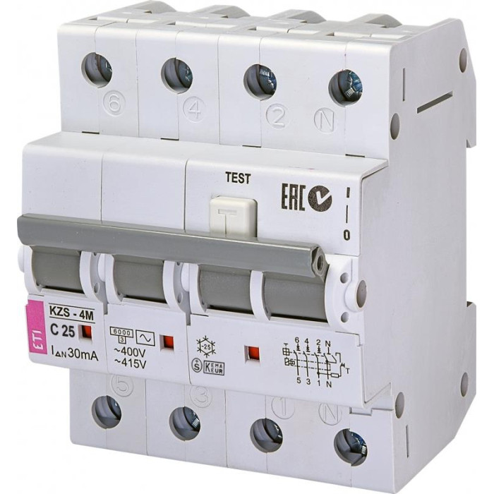 ETI KZS-4M 3p+N C 25/0,03 тип AC (6kA) (2174026)