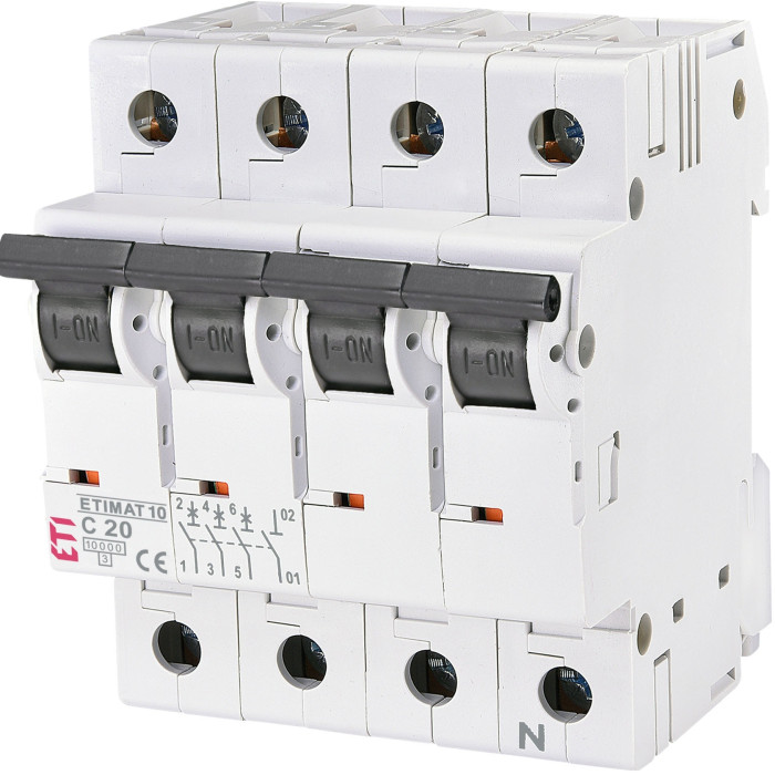 ETI Автоматичний вимикач, ETIMAT 10 3p+N C 20А (10 kA) (2136717)