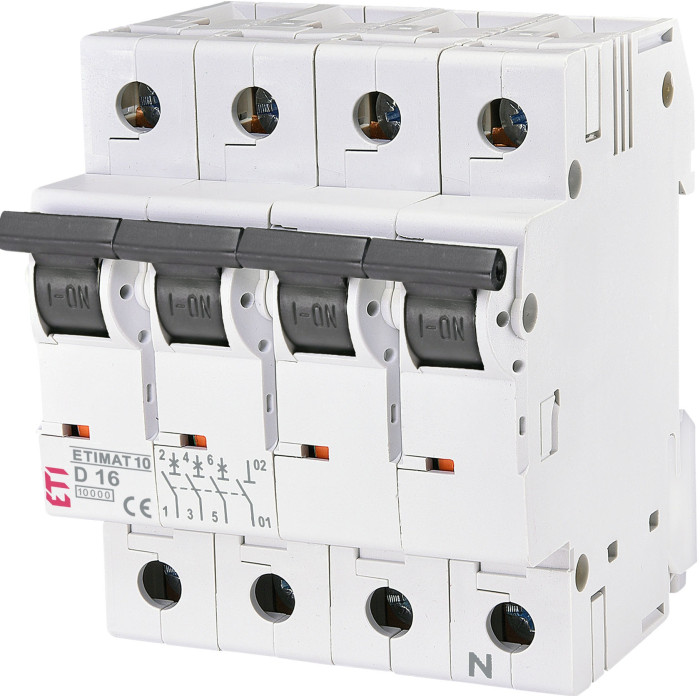 ETI Автоматичний вимикач, ETIMAT 10 3p+N D 16А (10 kA) (2156716)