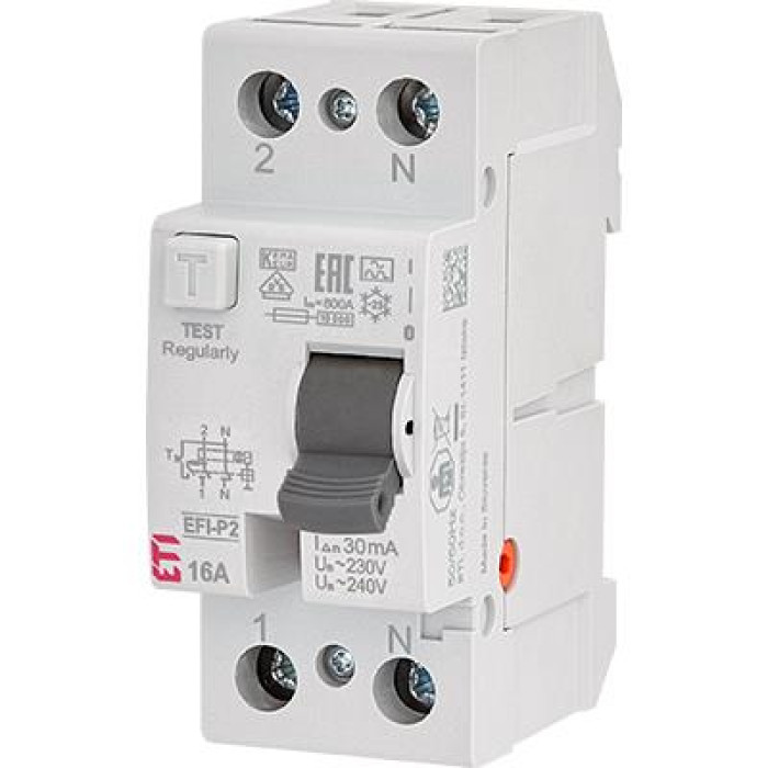 ETI Реле диференційне (ПЗВ) 2р EFI6-P2 16/0,03 тип AC (6kA) (2061250)