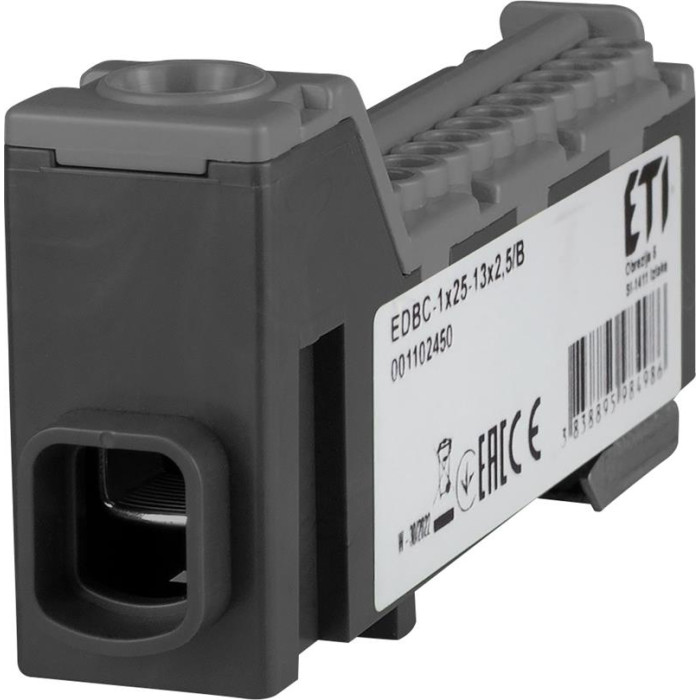 ETI Блок розподільчий EDBC-1x25-13x2,5/B 63A, 1000V AC/1500V DC (1102450)