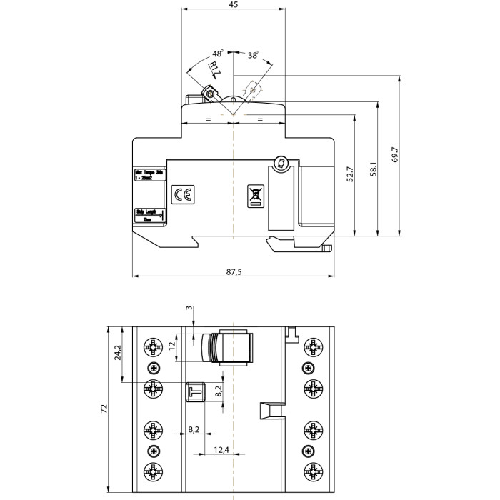 ETI Реле дифференциальное (УЗО)4р EFI-P4 63/0,3 тип AC (10kA) (2061633)