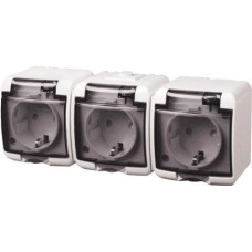 ETI RHE-3sd, 3хSchuko, дымчатая крышка, IP44 (4668024)