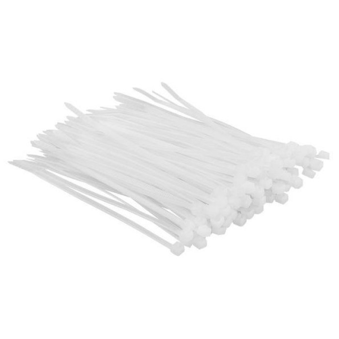 Top Tools Хомут-стяжка, білий, 2.5x100мм, пластик, 100шт (44E950)