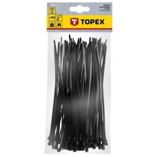 Topex Хомут-стяжка, чорний, 3.6x200 мм, пластик, 100 шт. (44E976)