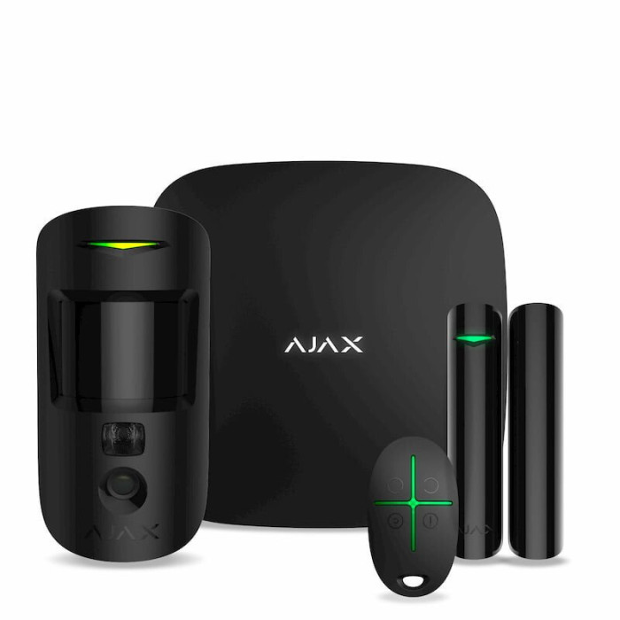 Ajax Комплект охоронної сигналізації StarterKit Cam, hub 2, motioncam, doorprotect, spacecontrol, jeweller, бездротовий, чорний (000016586)