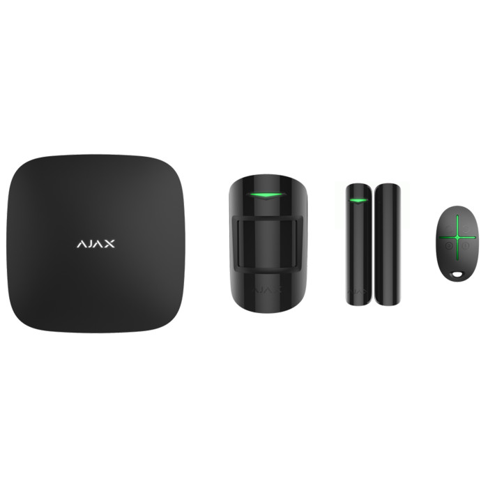 Ajax Комплект охоронної сигналізації StarterKit 2, hub2, motionprotect, doorprotect, spacecontrol, jeweller, бездротовий, чорний (000023479)