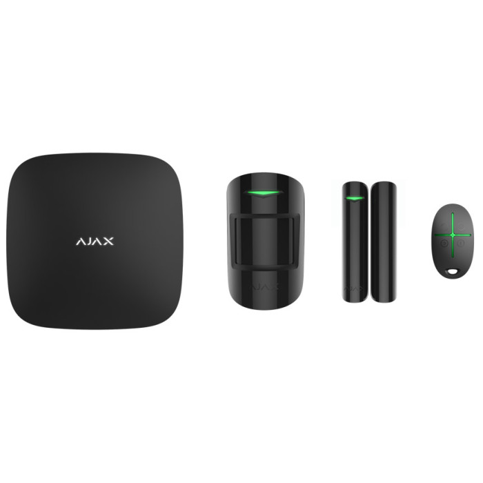 Ajax Комплект охоронної сигналізації StarterKit 2, hub2, motionprotect, doorprotect, spacecontrol, jeweller, бездротовий, чорний (000023479)