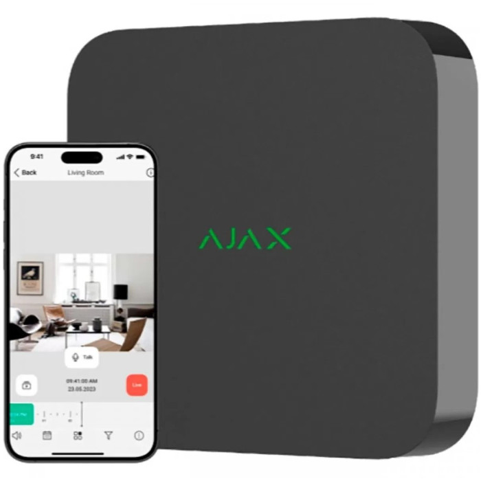Ajax Мережевий відеореєстратор NVR, 8 каналів, jeweller, чорний (000034515)