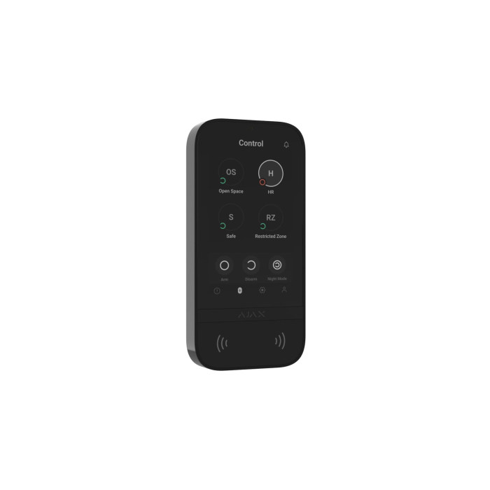 Ajax Клавіатура з сенсорним дисплеєм KeyPad TouchScreen, jeweller, бездротовий, чорний (000034513)