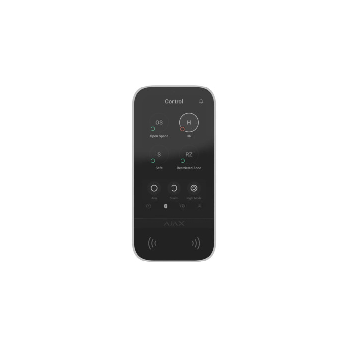 Ajax Клавіатура з сенсорним дисплеєм KeyPad TouchScreen, jeweller, бездротовий, білий (000034514)
