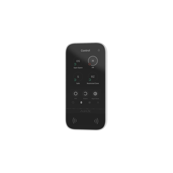 Ajax Клавіатура з сенсорним дисплеєм KeyPad TouchScreen, jeweller, бездротовий, білий (000034514)