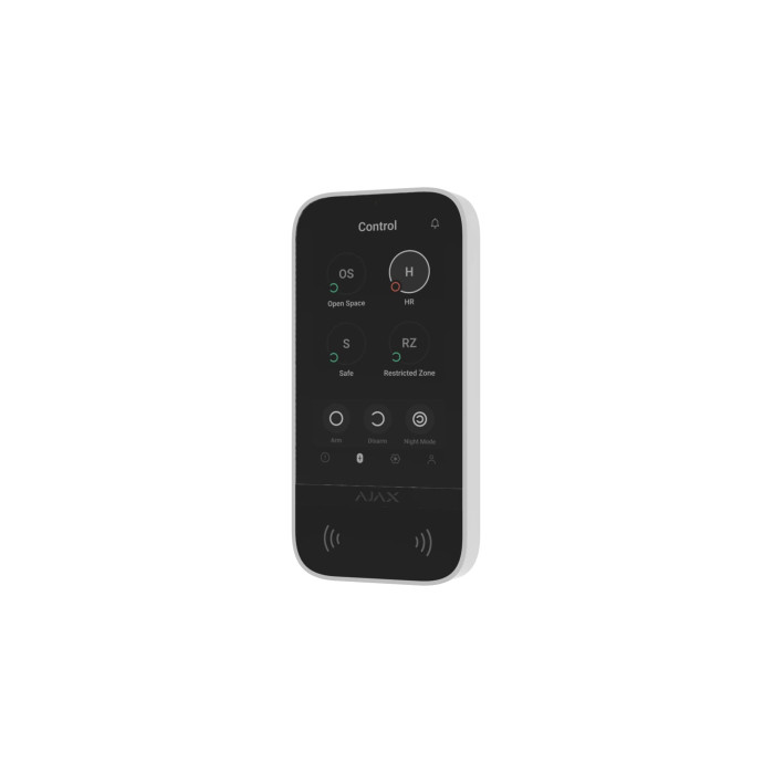 Ajax Клавіатура з сенсорним дисплеєм KeyPad TouchScreen, jeweller, бездротовий, білий (000034514)