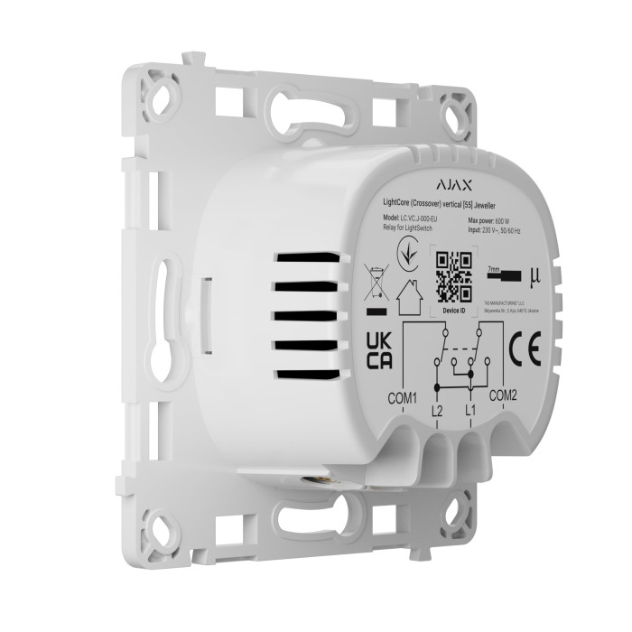 Ajax Реле одноклавішний перехресний вимикач LightCore Vertical Crossover for LightSwitch Jeweler, бездротовий (000046131)