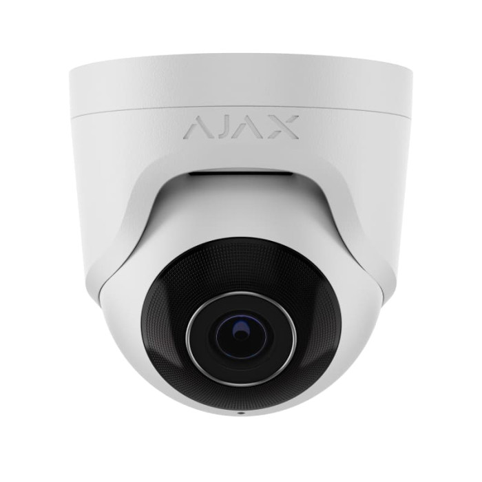 Ajax IP-Камера дротова TurretCam, 8мп, 4мм, Poe, True WDR, IP 65, ІЧ 35м, аудіо, кут огляду 75°до 85°, купольна, біла (000039325)