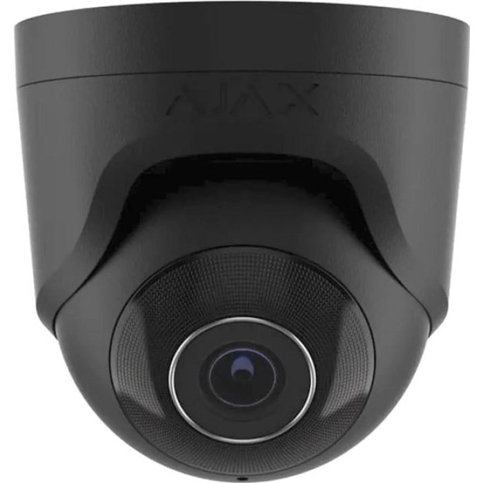 Ajax IP-Камера дротова TurretCam, 8мп, 4мм, Poe, True WDR, IP 65, ІЧ 35м, аудіо, кут огляду 75°до 85°, купольна, чорна (000039326)