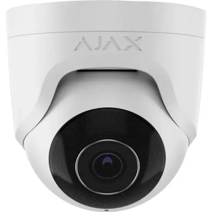 Ajax IP-Камера дротова TurretCam, 8мп, 2.8мм, Poe, True WDR, IP 65, ІЧ 35м, аудіо, кут огляду 100° до 110°, купольна, біла (000039323)
