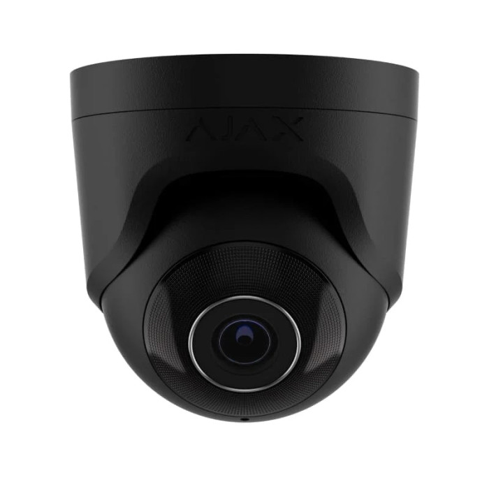 Ajax IP-Камера дротова TurretCam, 5мп, 4мм, Poe, True WDR, IP 65, ІЧ 35м, аудіо, кут огляду 75°до 85°, купольна, чорна (000039311)