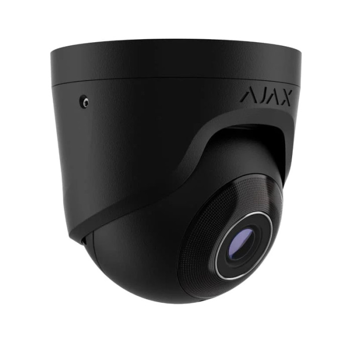 Ajax IP-Камера дротова TurretCam, 5мп, 4мм, Poe, True WDR, IP 65, ІЧ 35м, аудіо, кут огляду 75°до 85°, купольна, чорна (000039311)