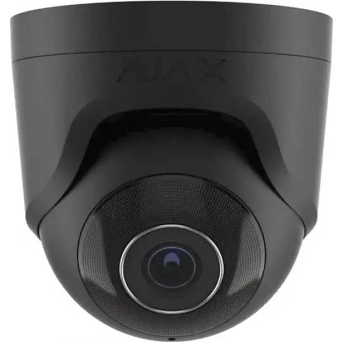 Ajax IP-Камера дротова TurretCam, 5мп, 2.8мм, Poe, True WDR, IP 65, ІЧ 35м, аудіо, кут огляду 100° до 110°, купольна, чорна (000039305)