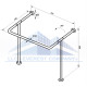 Поручень для мойки "стена-пол" для людей с инвалидностью, Ø 32мм – 530х710х800мм
