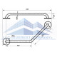 Поручень в ванную пристенный угловой для людей с инвалидностью, Ø 20м - 350x350м
