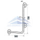 Поручень угловой прав для людей с инвалидностью, Ø 32м - 700x500м