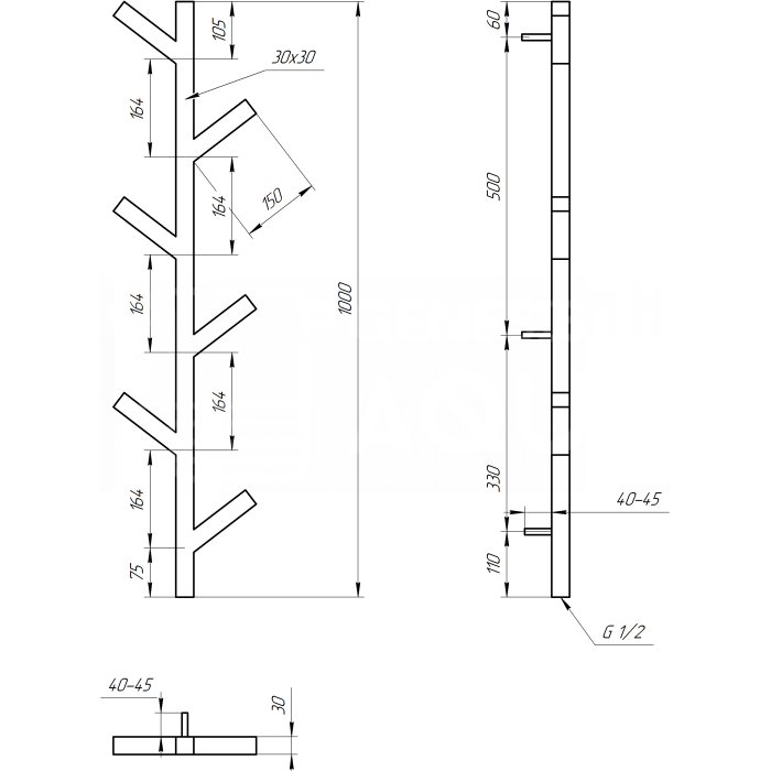 Полотенцесушитель Albero Электрический (GA-3804)