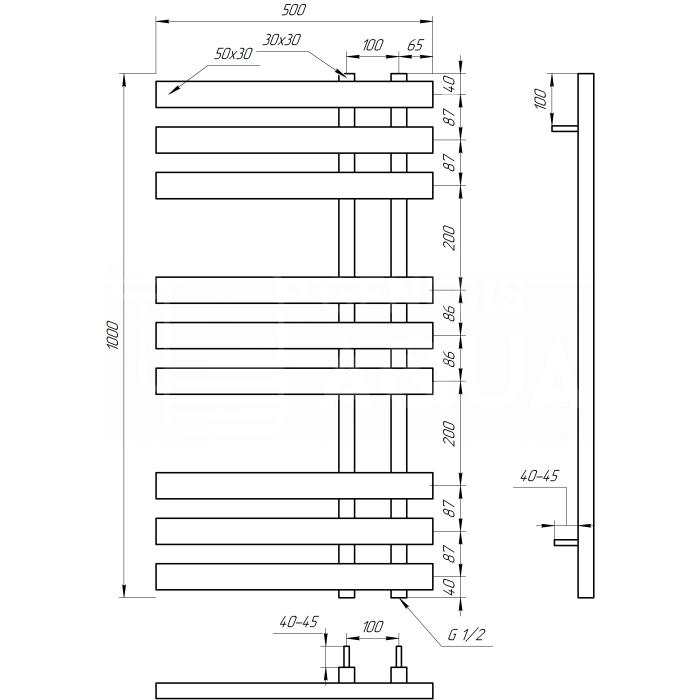 Сушка для рушників Genesis Aqua  Magnum Електричний 1200x50 (GA-1306)