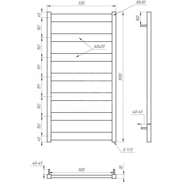 Сушка для рушників Genesis Aqua  Bull Електричний 100x53x3 (GA-3005)