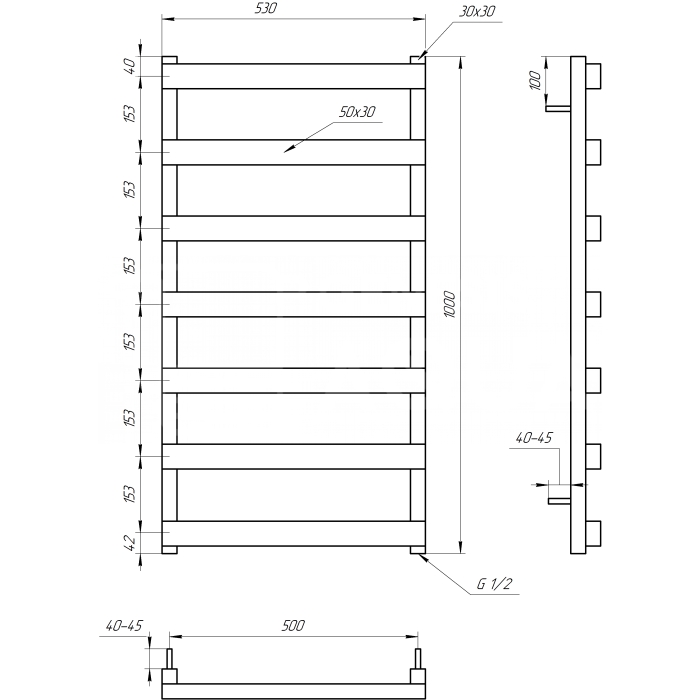 Полотенцесушитель Fancy Электрический 100x53x3 (GA-2905)