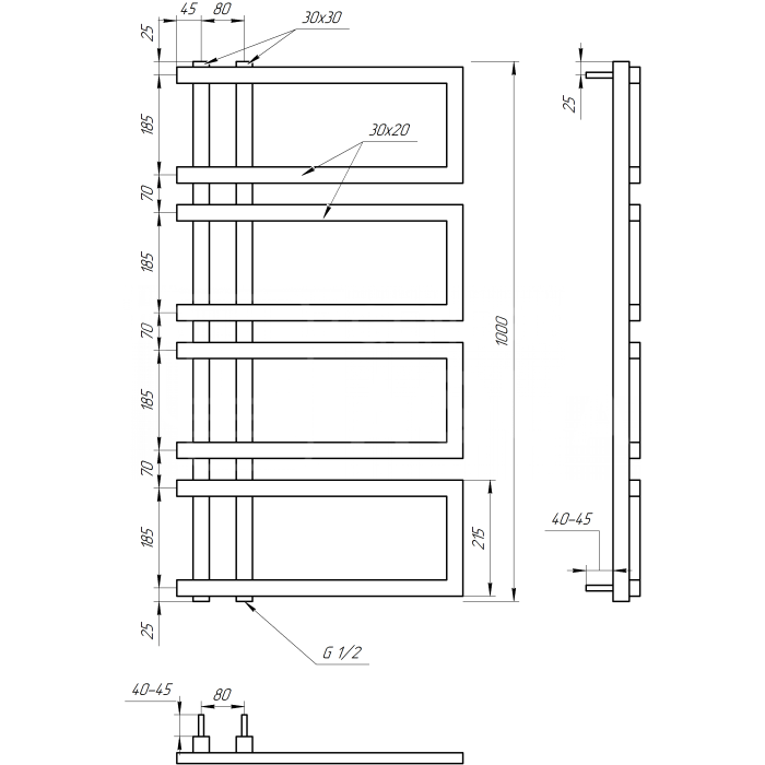 Полотенцесушитель Enzo Водяной 1000x50 (GA-4402)