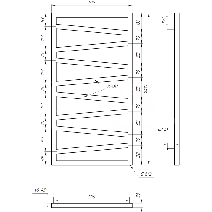Полотенцесушитель Genesis Электрический 800x53x3 (GA-7004)