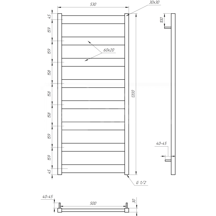 Сушка для рушників Genesis Aqua  Bull Електричний 100x53x3 (GA-3005)