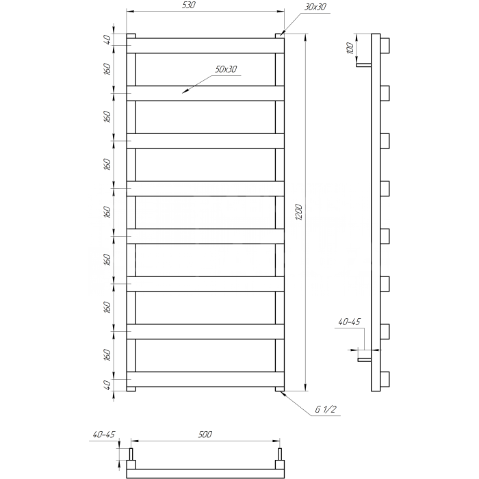 Полотенцесушитель Fancy Электрический 100x53x3 (GA-2905)