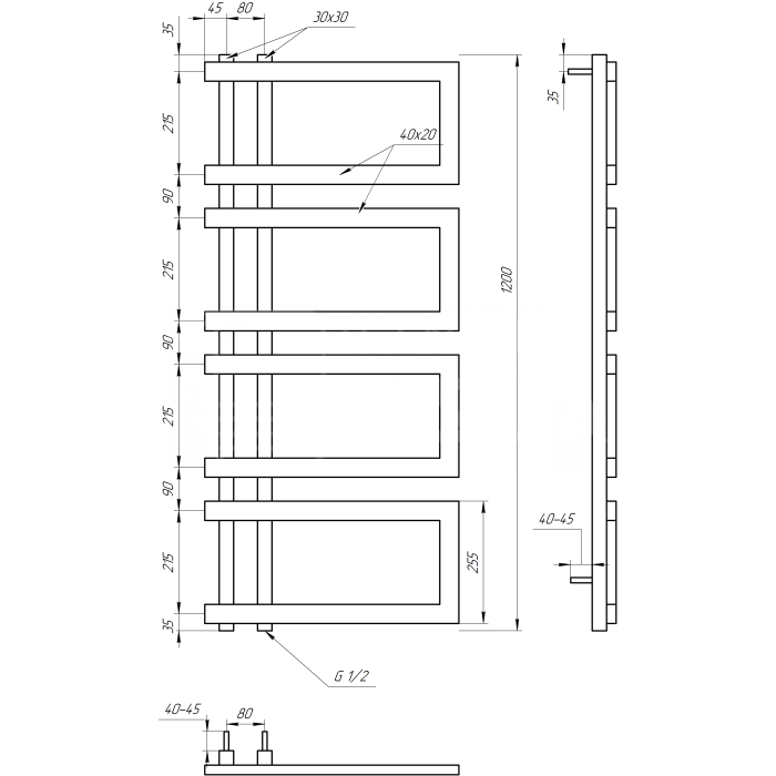 Полотенцесушитель Enzo Водяной 1000x50 (GA-4402)