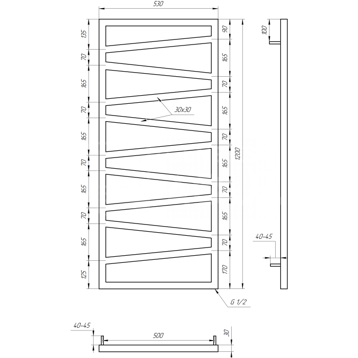 Полотенцесушитель Genesis Электрический 100x53x3 (GA-7005)