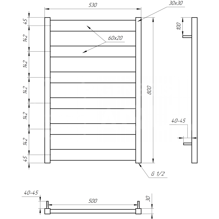 Сушка для рушників Genesis Aqua  Bull Електричний 100x53x3 (GA-3005)