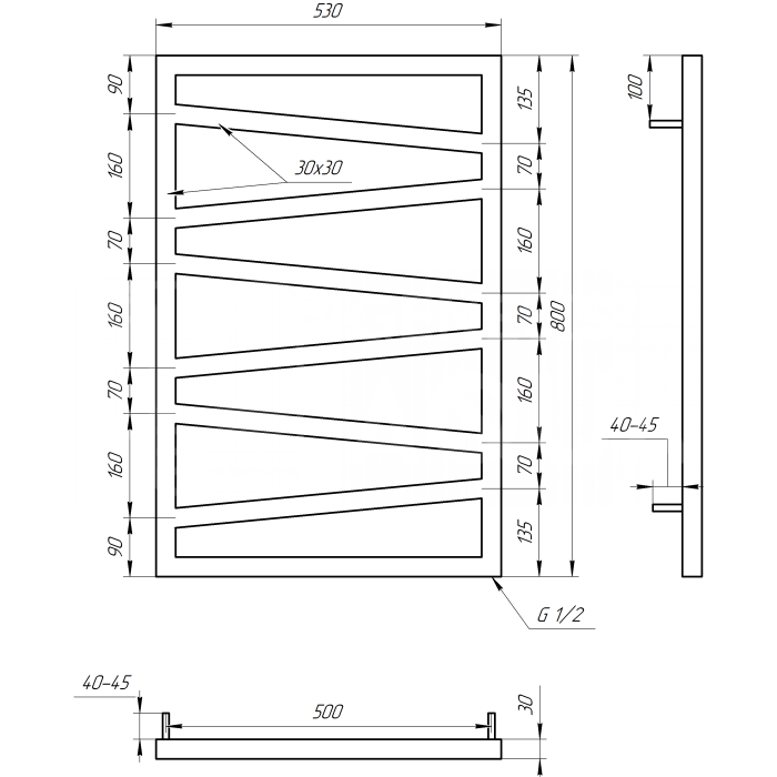 Полотенцесушитель Genesis Электрический 100x53x3 (GA-7005)