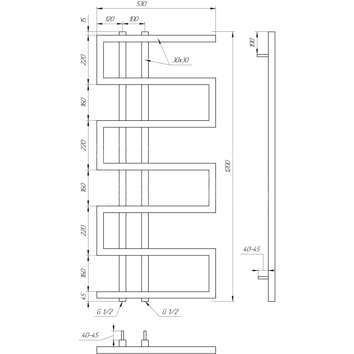 Полотенцесушитель Dual Электрический 800x53x3 (GA-56004)