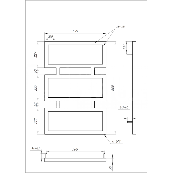 Полотенцесушитель Quattro Водяной 120x53x3 (GA-1003)