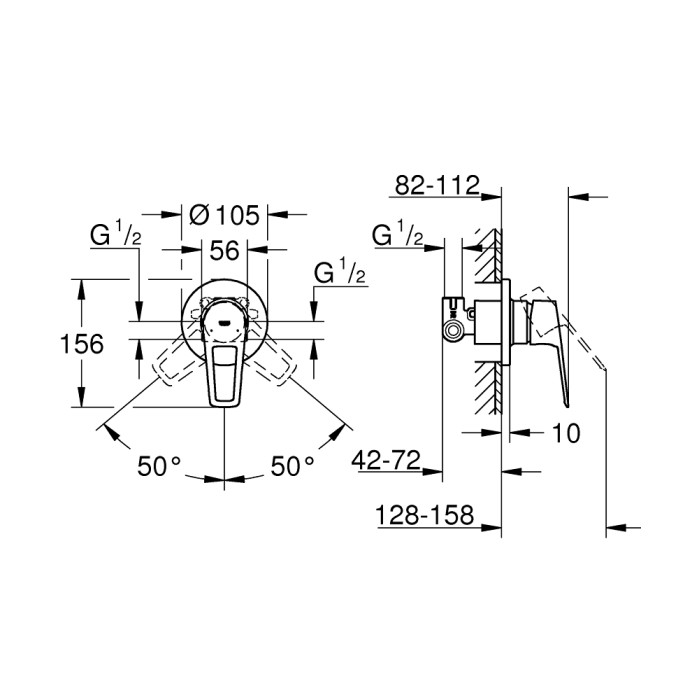 Смеситель для душа Grohe Bauloop встроенный  (29042001)