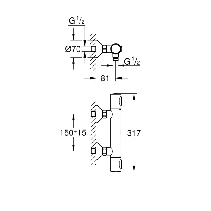 GROHE GROHTHERM 500 термостат для душа, цвет черный матовый, GROHE (347932430)