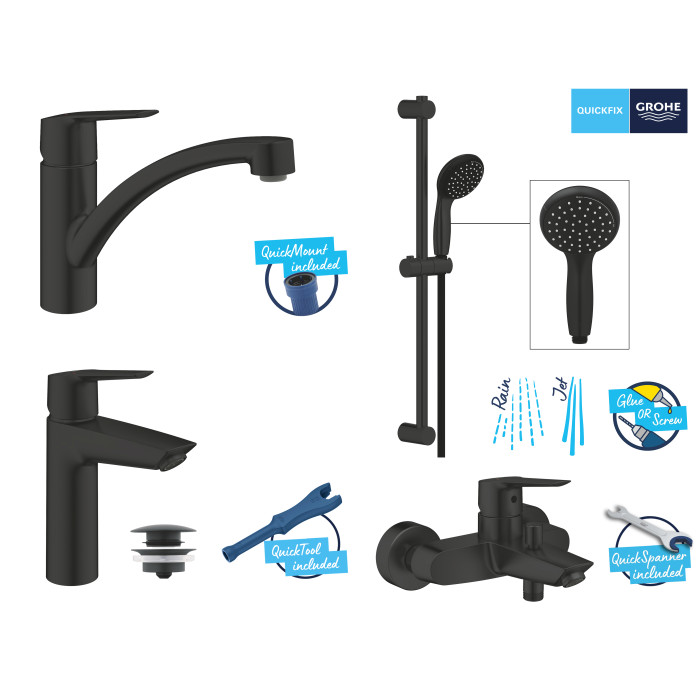 Набор миксеров QuickFix Start 4 в 1 для ванны и кухни  (UA303311MK)