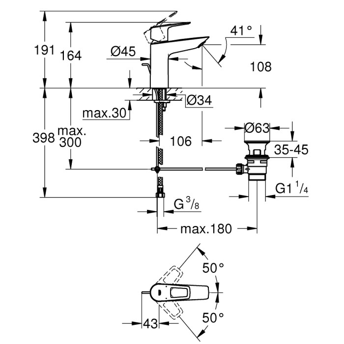 Змішувач одинважільний для раковини Grohe BauLoop New M-Size хром (23762001)