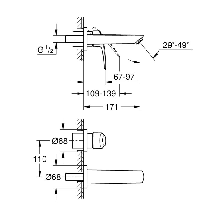Смеситель для раковины Grohe Eurosmart New M-Size внешняя часть, хром  (29337003)
