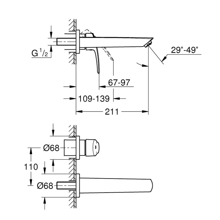 Змішувач для умивальника Grohe Eurosmart New L-Size наружна частина, хром (29338003)