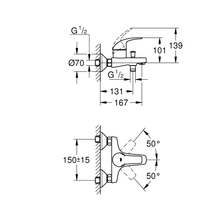 Смеситель для ванны Grohe Start Curve  (23768000)
