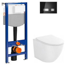 Набір SYSTEM мех. чаша підвіс. унітаза DESSE VORTEX +сид. дюр пов.пад.легко з'ємне+кнопка MOVI чорне (S4024-001+K97-526+K97-013)