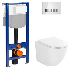 Набір AQUA 50 QF мех. чаша підвіс. унітаза DESSE VORTEX +сид. дюр пов.пад.легко з'ємне+кнопка MOVI б (S4024-001+K97-525+K97-012)